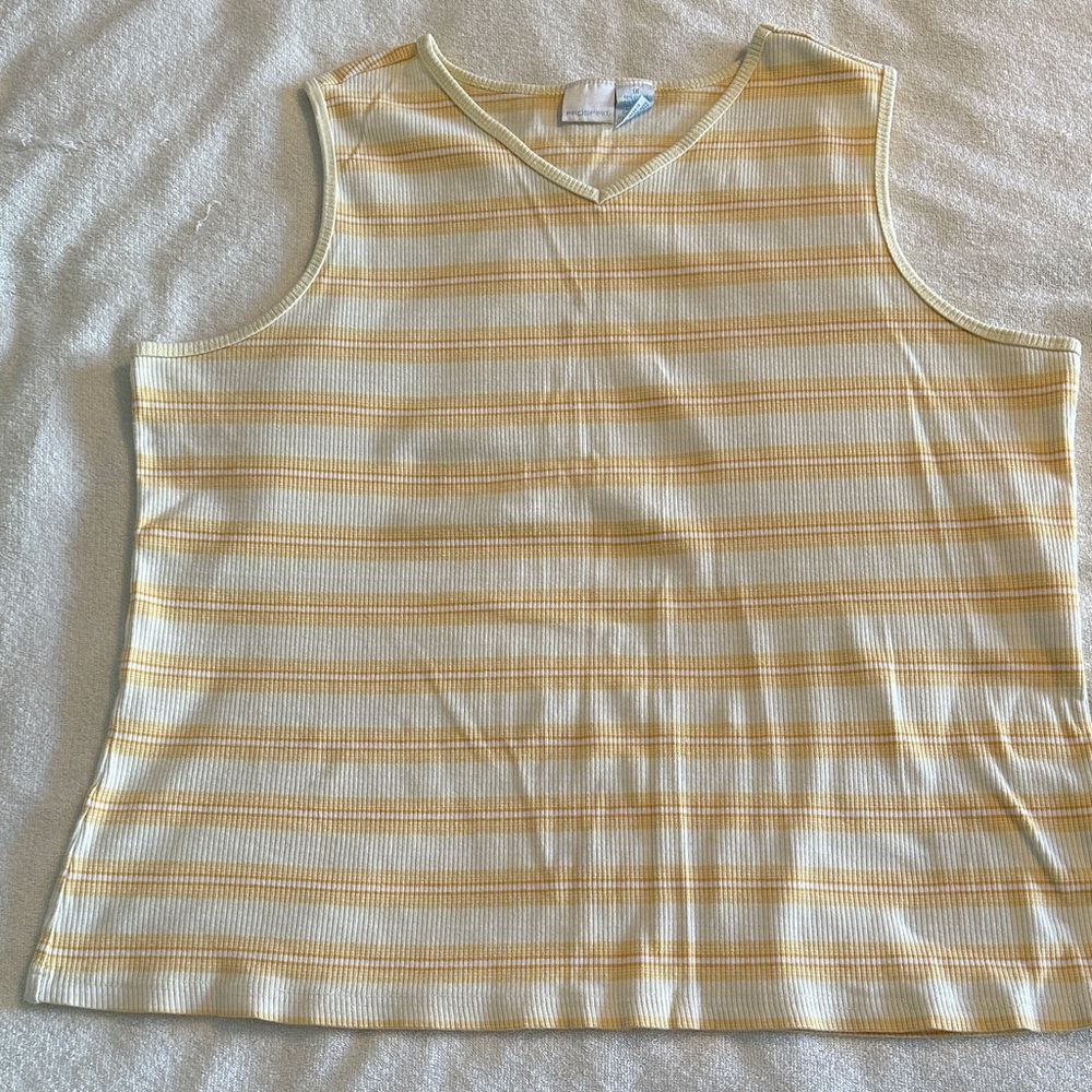 Prospirit Yellow and White Striped Tank Top
